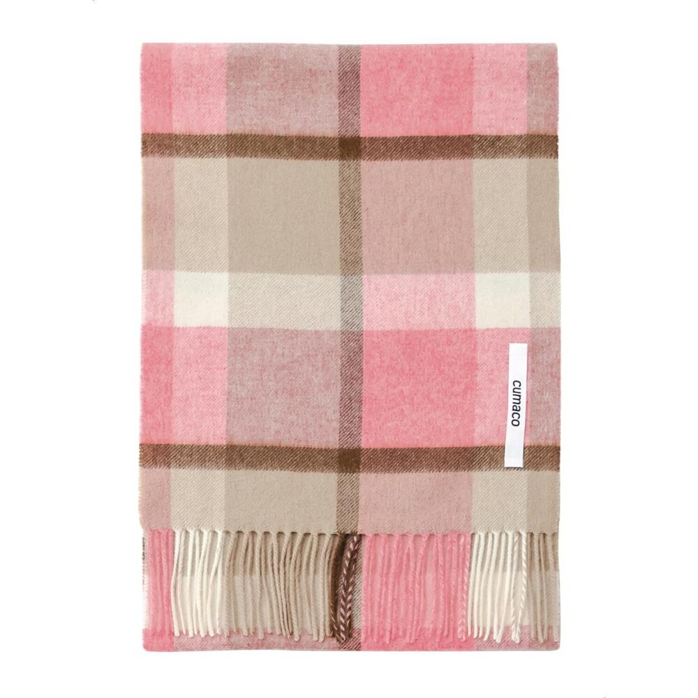 6261 04. Pink Brown Cashmere Scarf Large Thick